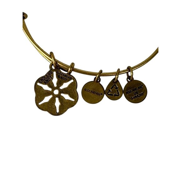 Alex and Ani Endless Knot Charm Gold Tone Bangle Braclet Made in the USA - Picture 5 of 5